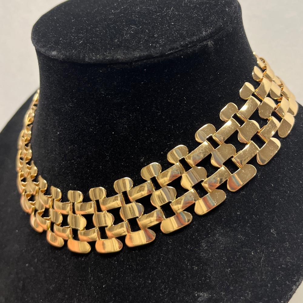 Chunky, Bold golden tone chain necklace. 16.1”, 1.06” chain width lightwt,NIP - Picture 4 of 9